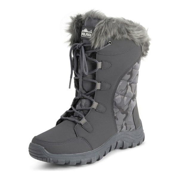 VIVA Women's Quilted Lace Up Waterproof Black Outdoor Cuff Snow Rain Boot