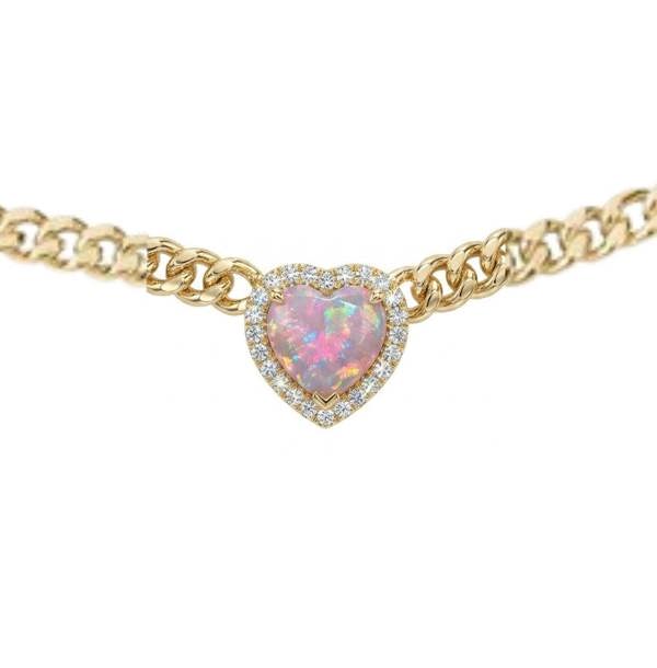 Loves Frequency™ Mini Pink Fire Opal Gold Heart Necklace BLOOMTINE | Earth Angel HQ