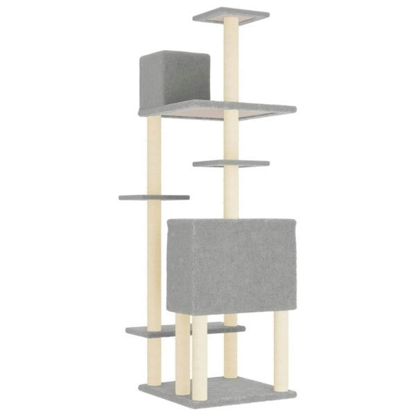 Berkfield Cat Tree with Sisal Scratching Posts Light Grey 154 cm