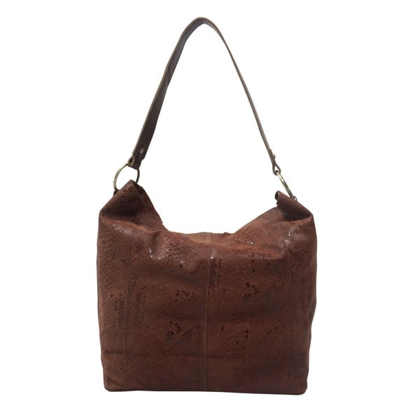 Assots London 'Esme' Brown Python Snake Real Leather Slouchy Hobo Bag