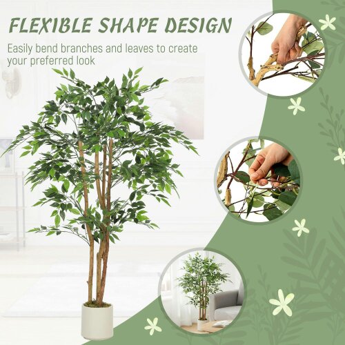 Wyld Haus Faluta Artificial Ficus Style Tree With Solid Trunk Detail In Pot 150cm Green