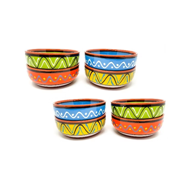 Verano Spanish Ceramics Fiesta - Set Of 8 Hand Painted 11Cm Tapas Bowls
