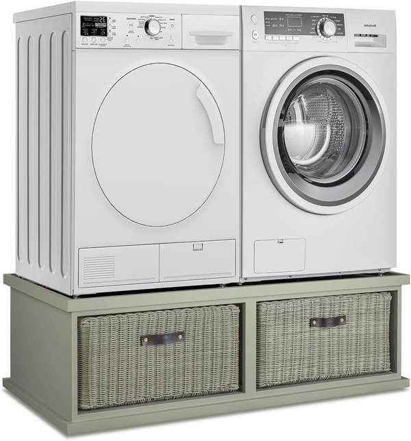 Statement Furniture Tetbury Washing Machine and Dryer Stand, Double Appliance Pedestal with Storage