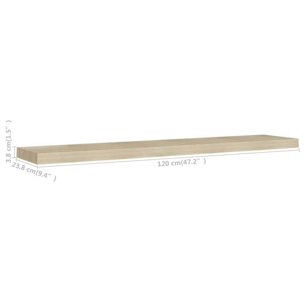 Berkfield Floating Wall Shelf Oak 120x23.5x3.8 cm MDF