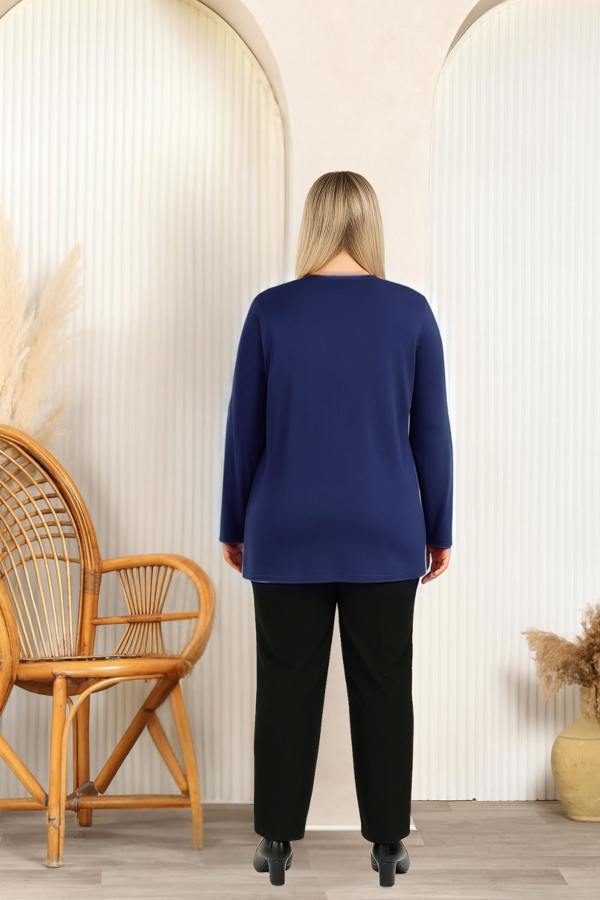 Hoxton Gal Relaxed Fit Long Sleeve Elegant Blouse with Ruffle Neckline