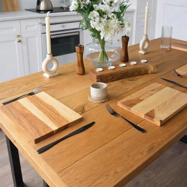 Giraffes & Craftz Rustic Hickory Placemats - Thick Luxury Handmade Wooden Placemats