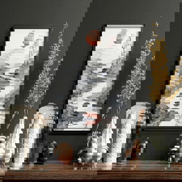 Modern Living Room Art | Set of 3 Asian Inspired Wall art Prints