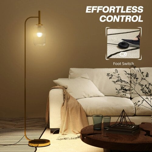 Wyld Haus Zizi Metal Gold Tone LED Floor Lamp With Glass Shade And Adjustable Brightness