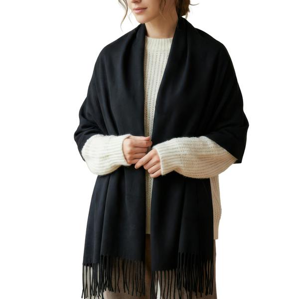 VIA MONTEN Women’s Oversized Winter Scarf Wrap with Fringe, Soft Long Shawl for Cold Weather Styling
