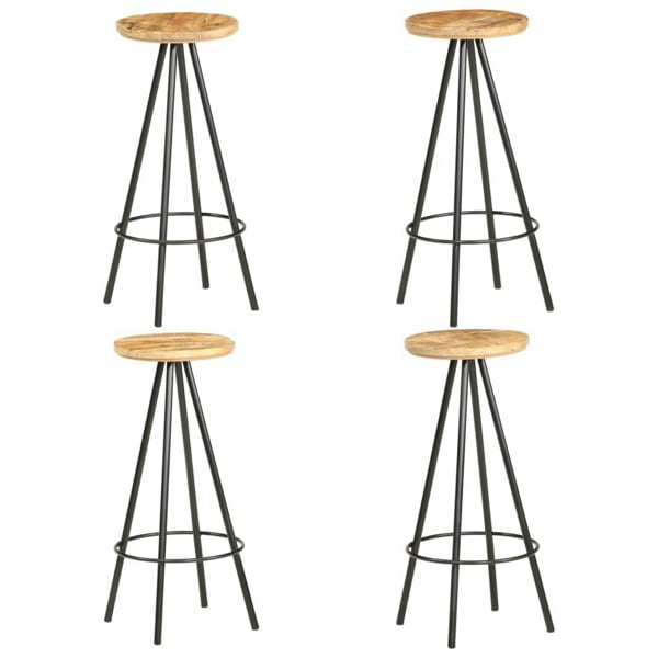 Berkfield Bar Stools 4 pcs Rough Mango Wood