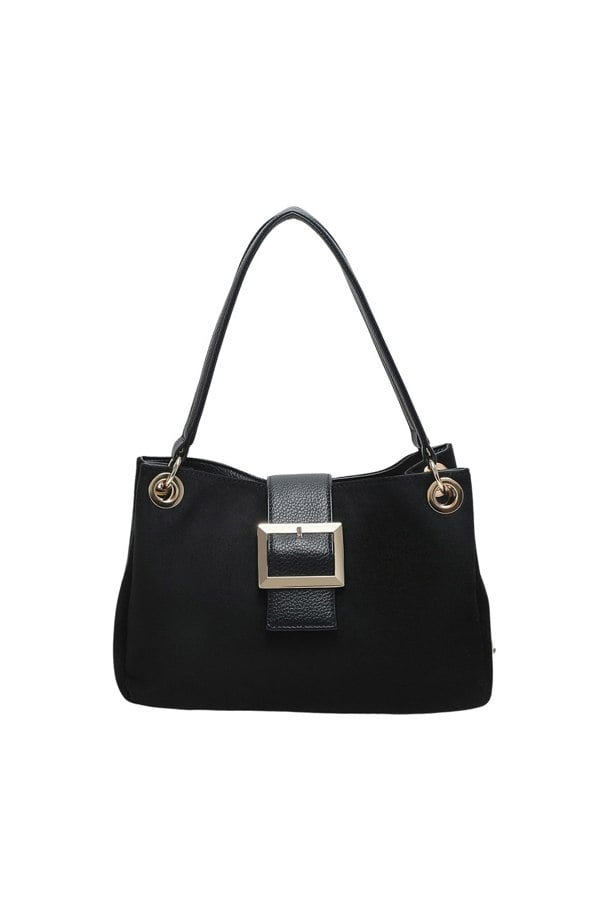 Kitise Shoulder Bag with Buckle Accent and Dual Top Handles