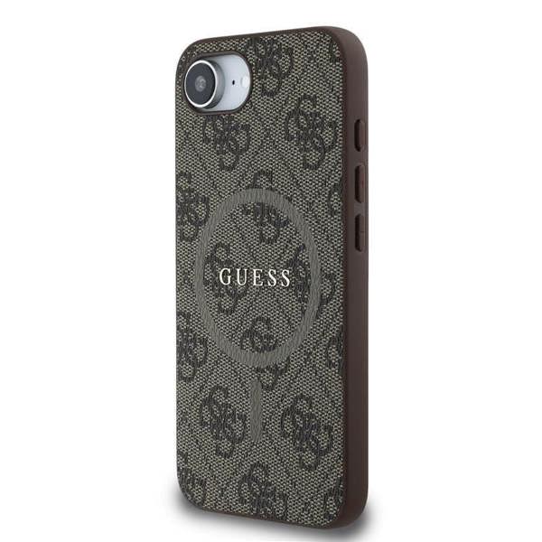 Guess PU Leather 4G Colored Ring Case with MagSafe for iPhone 16e 6.1" Brown - GUHMPSE4G4GFRW