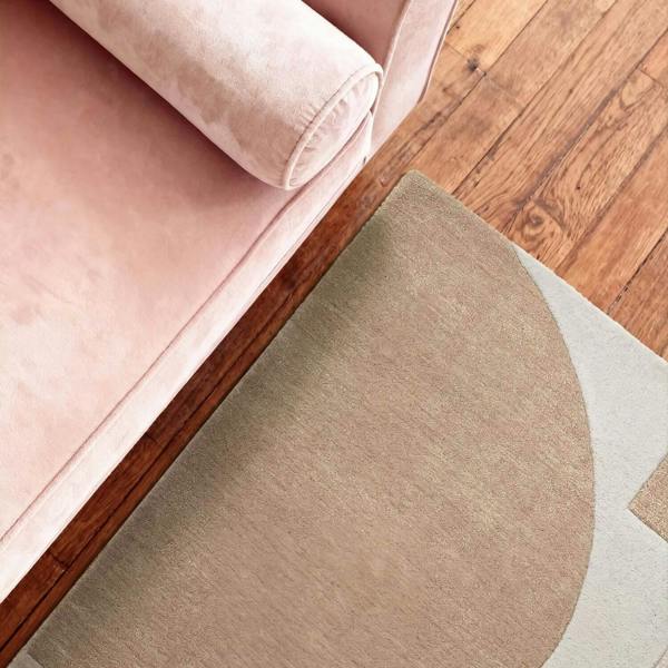 Ted Baker wool Cream beige rug, geometric design, ultra soft pile, hand-woven, durable material.