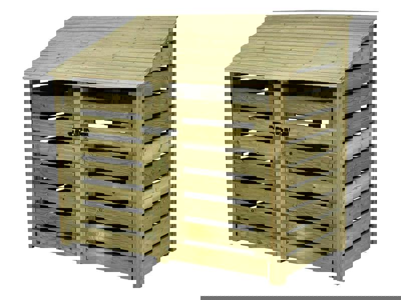 Arbor Garden Solutions Premium Slatted Wooden Log Store with Doors W-146cm, H-126cm or 180cm, D-88cm