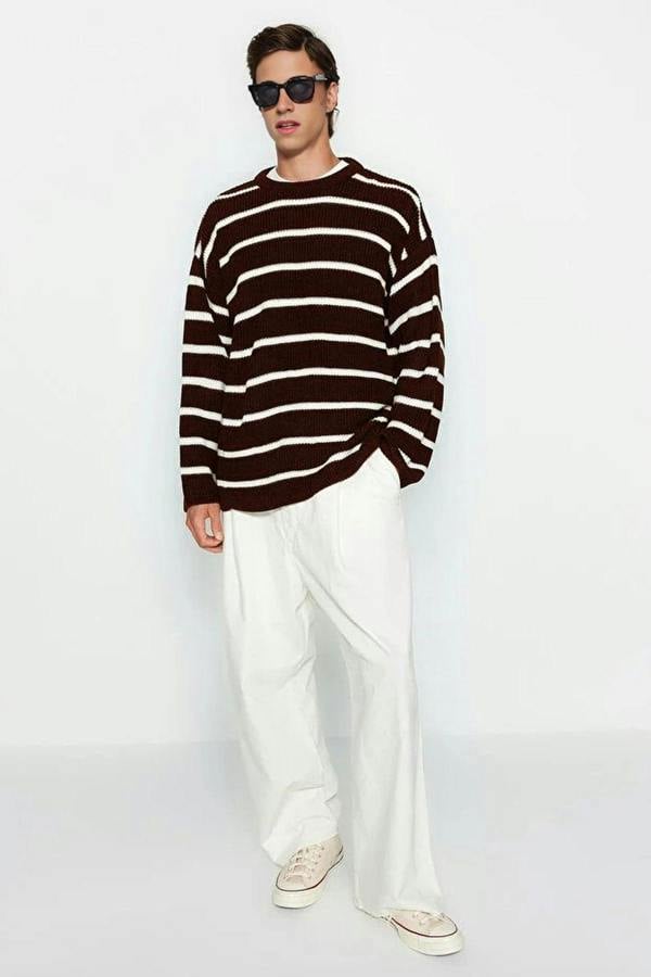 WOVCOR Crew Neck Striped Men's Sweater