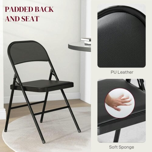 Wyld Haus Dihaka Metal And Fabric Black Cushioned Folding Chairs Set Of 2