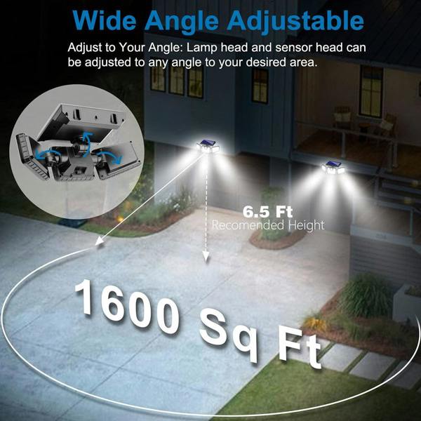 ENER-J Solar Sensor 3 Heads  Wall Light, 2400 mAh, 6000-6500K