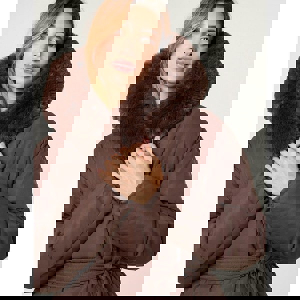 Blue Vanilla Faux Fur Hood Puffer Coat