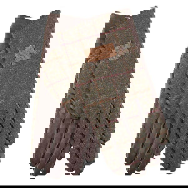 Classic Check Tweed Gloves | Wool Mix with Faux Leather Trim