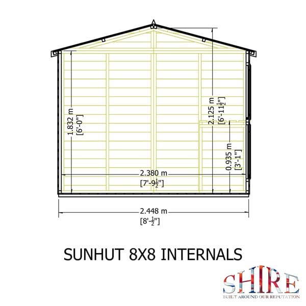 8x8 Sunhut Potting Shed with double doors - Best Shed