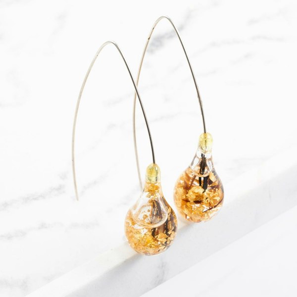 T. H. Baker Gold Plated Bubble Leaf Dropper Earrings TMER SG