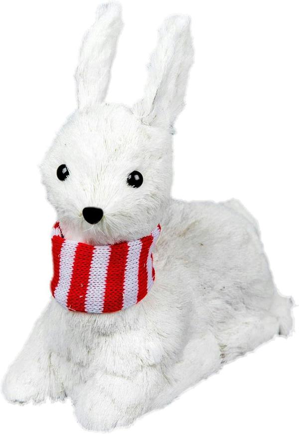 20cm White Sitting Deer Christmas Figurine with Striped Scarf for Indoor Display image 5