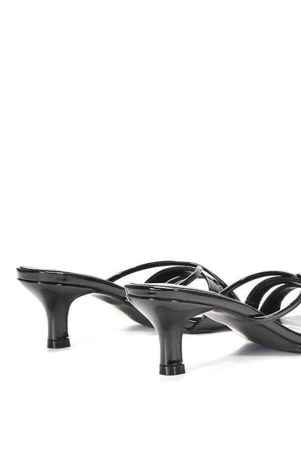 XY LONDON Mid Heeled Sandal Slip On Mules With Square Toe
