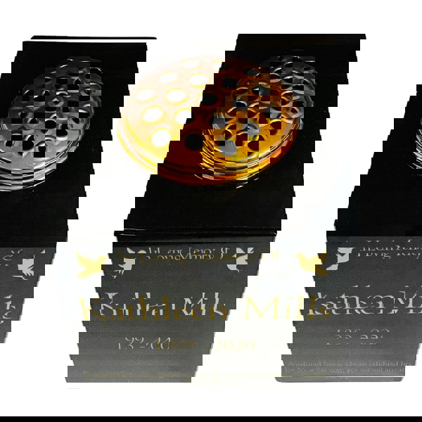 Memorials Direct Granite Memorial Vase- Solid Granite – Free Personalised Gold Engraving, Dove – Includes Metal Flower Pot Insert