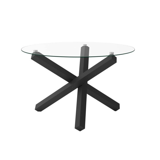 Wyld Haus San Sebastian Clear Glass and Black Metal Round Dining Table 4 Seater