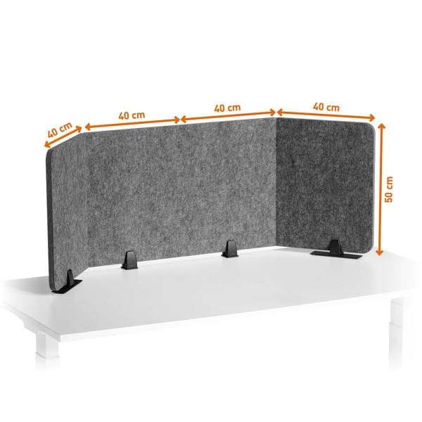 Durable Felt Desk Divider Panel | Visual Acoustic Privacy Partition 160cm | Grey