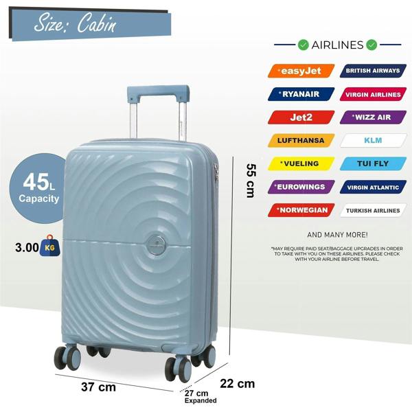 Snowball Expandable Hard Shell 8 Wheels Luggage Travel Cabin Suitcase Set