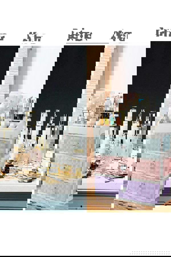 Living and Home 4 Tier Cosmetic Storage Makeup Organizer Box for Dresser Bathroom Bedroom