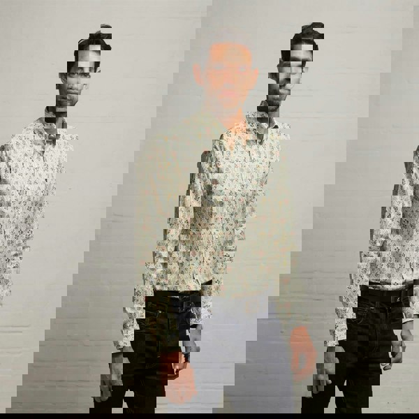 Gabicci G53W07 Mens Long Sleeve Printed Woven Shirt Gabicci Classic - CREAM