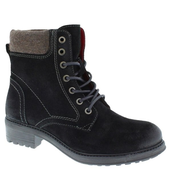 Frank James Warwick Suede Leather Womens Lace Up Block Heel Ankle Boots