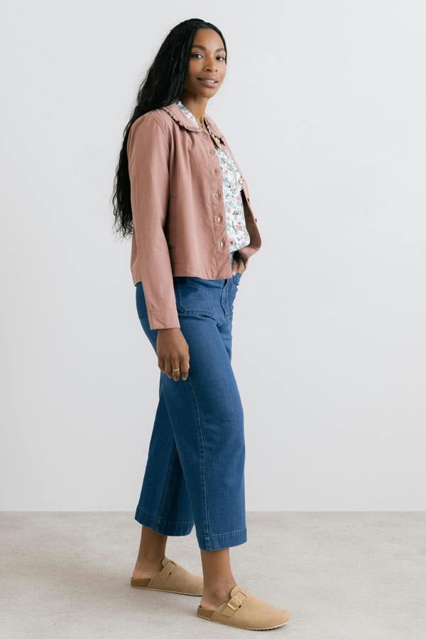 Lily & Me Rebecca Ruffle Collar Jacket Soft Pink