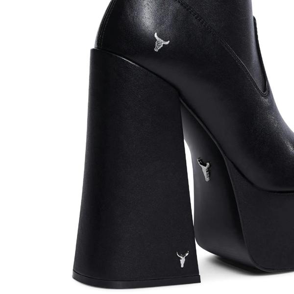 Windsorsmuth Saviour - Women's Black Mid-Calf Platform Goth Heel Boots