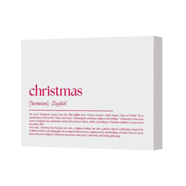 Benjamin Tate Design Christmas Typography Word Art Pink Text Canvas Print