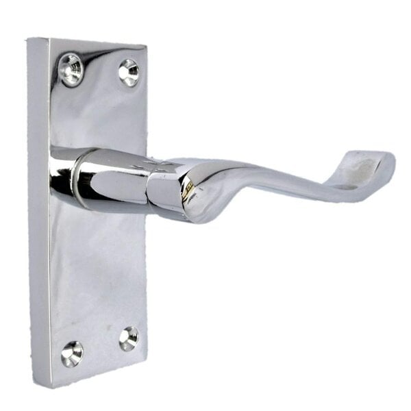 EDH Door Hardware Victorian Scroll Chrome Door Handles - Set of 4 Stylish Chrome Door Handles