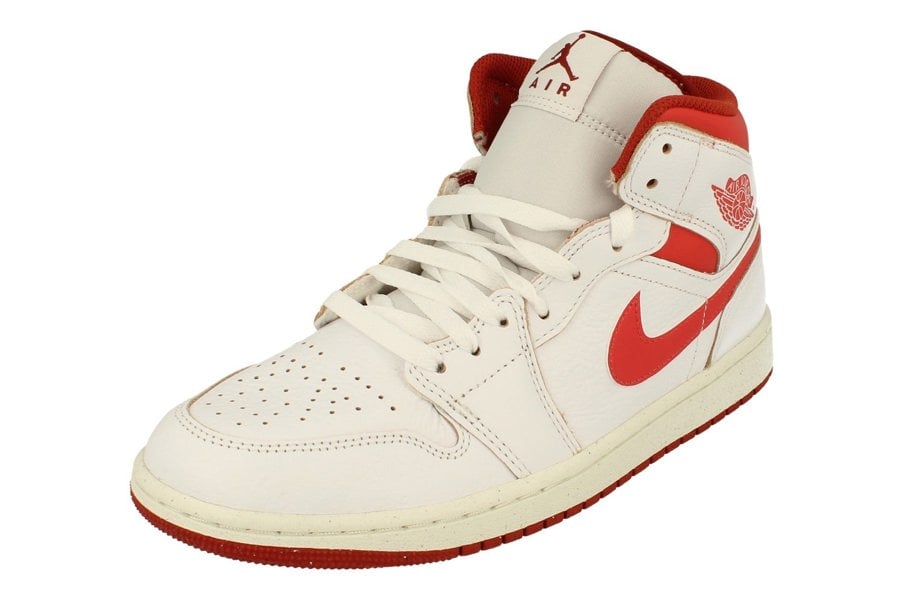 Nike Air Jordan 1 Mid SE Mens Trainers Fj3458  160 - White Lobster Dune Red Sail 160 - Photo 0