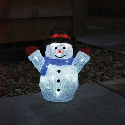 Samuel Alexander 27cm Battery Operated LED Light up Acrylic Christmas Snowman Decoration