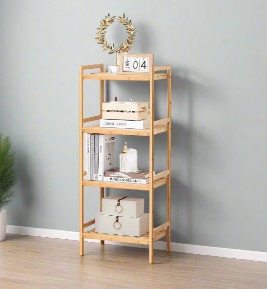 Modcraft 5-Tier Bamboo Storage Rack – Adjustable Shelves for Bathroom, Kitchen, Bedroom