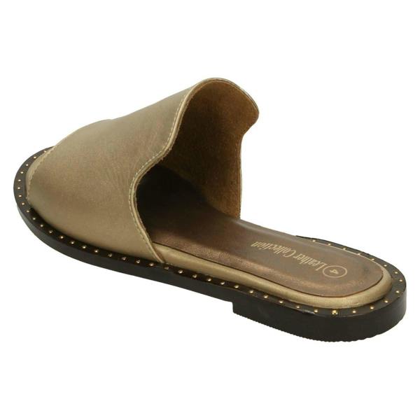 Leather Collection Ladies Leather Collection Flat Slipper Cut Mules F00202