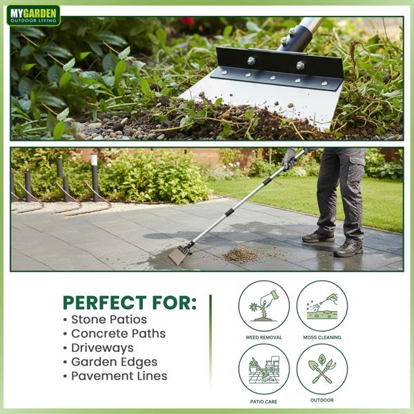 My Garden Outdoor Living My Garden Scraper Extendable up to 125cm - Moss Scraper with Adjustable Stainless Steel Handle & Sharp Steel Blade