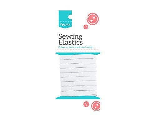 KAV Pack of 3 White Flat Waistband Sewing Elastic Cord Thread, Smooth Finish Band for Clothing, Knitting, DIY Craft Projects, Bedding, Jewelry Making