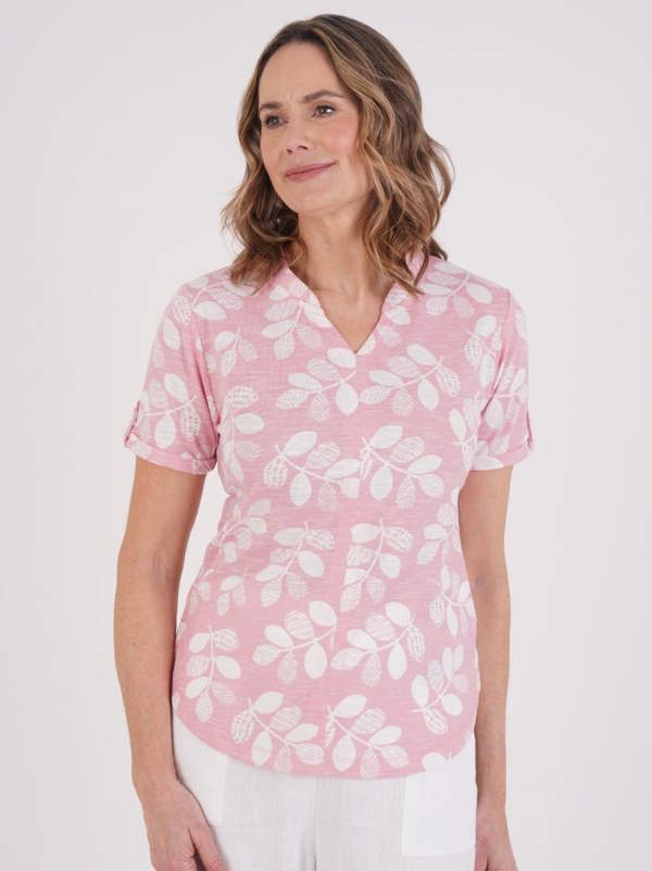 TIGI Pomegranate Mod Leaf Notch Neck Top