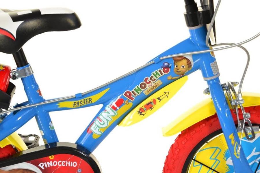 Dino Bikes Dino Pinocchio Kids 14" Wheel Bike - Blue/Red/Yellow