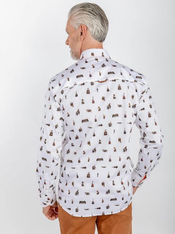 Claudio Lugli Musical Instrument Print Satin Cotton Shirt