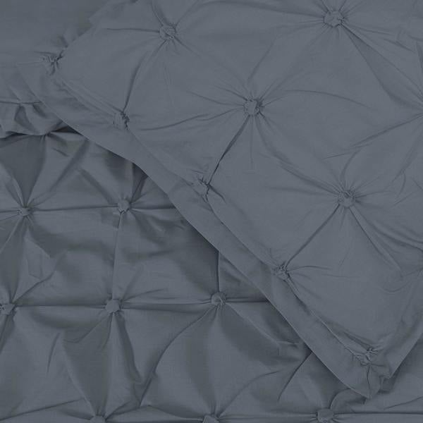 Smart Living Rouched Pleat Duvet Cover With Pillowcases - Charcoal