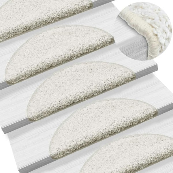 Berkfield Carpet Stair Treads 15 pcs White 56x17x3 cm