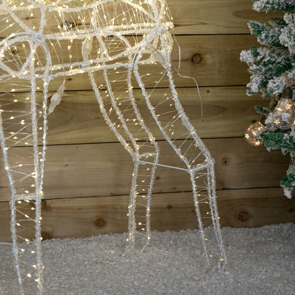 Samuel Alexander 1.24m Light up Acrylic Christmas Deer Decoration with Red Bow and 880 Warm White LEDs